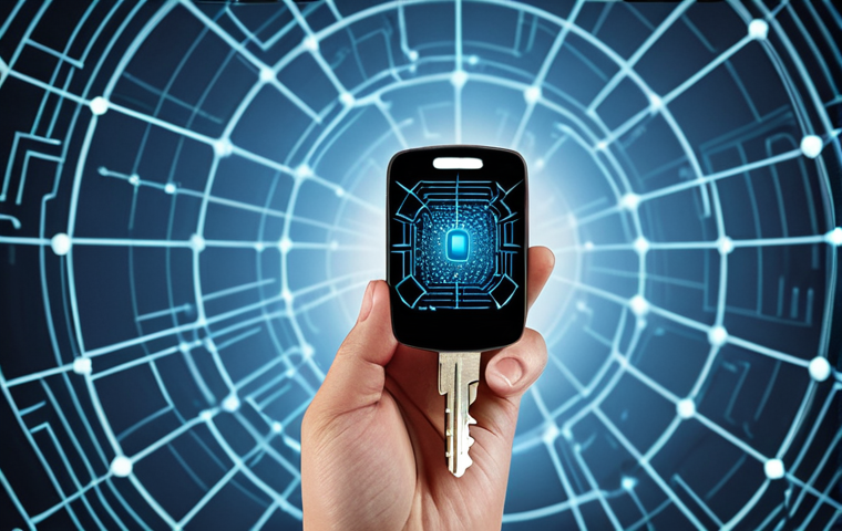 A person holding a digital key, symbolizing control over their personal data. The key should have a unique design representing digital identity (DID). The background should be a network of interconnected nodes, representing the digital world.