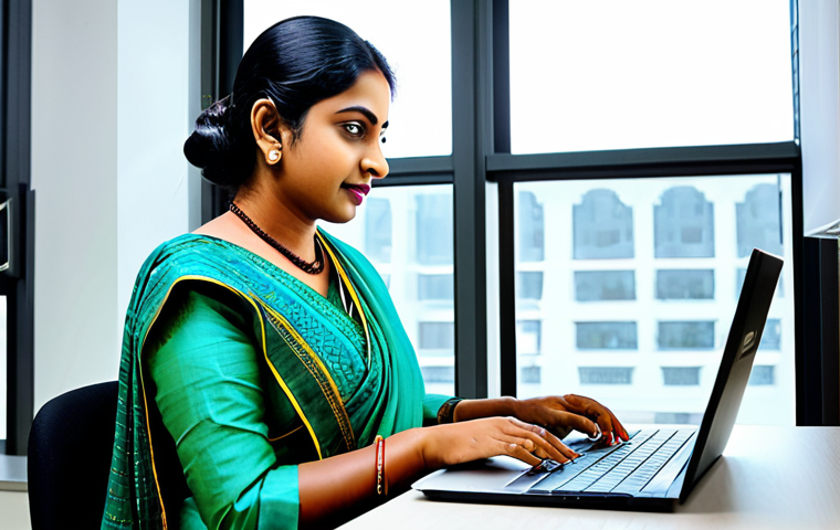 **
"A professional Bengali woman in a modest saree, fully clothed, appropriate attire, working on a laptop in a bright, modern office setting, safe for work, perfect anatomy, natural proportions, professional photography, high quality."
**