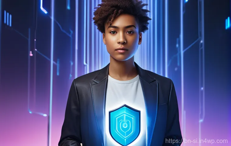 DID와 클라우드 기반의 신원 관리 시스템 - **Prompt:** A young adult, gender-neutral, stands confidently in a brightly lit, futuristic digital ...