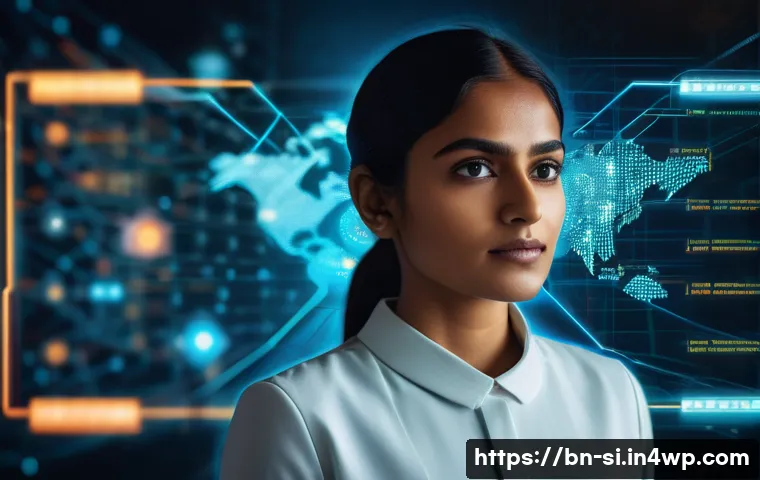 DID 기술의 교육 및 인식 제고 필요성 - A futuristic digital portrait of a young Bengali professional woman using decentralized identity (DI...