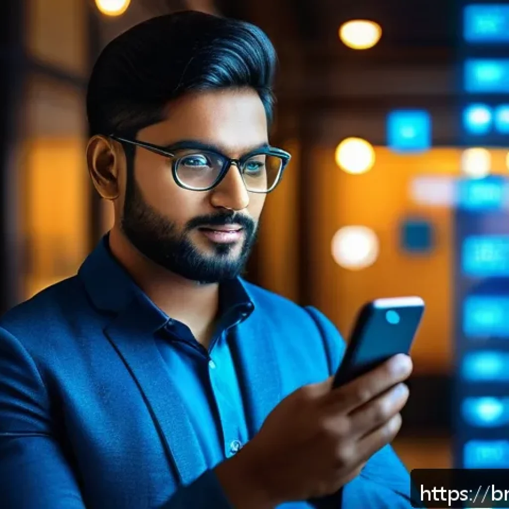 DID의 혁신적인 사례 연구 - A professional Bengali man using a smartphone to securely update his decentralized digital identity ...