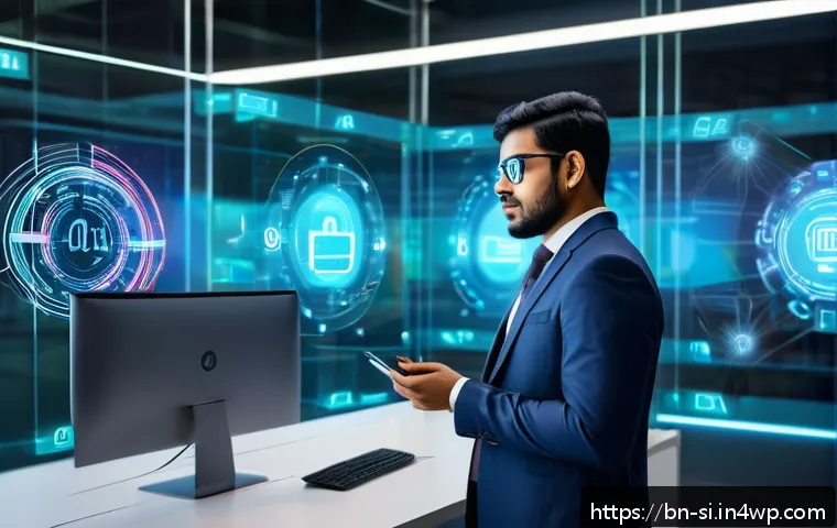 DID의 국제적 표준화 진행 상황 - A modern digital workspace scene illustrating the use of Decentralized Identifiers (DID) in personal...